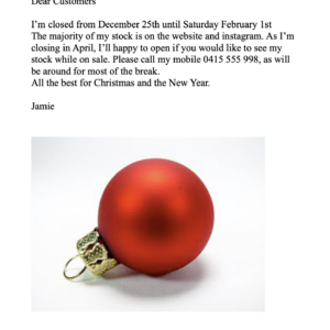 Merry Christmas! Our Holiday dates...